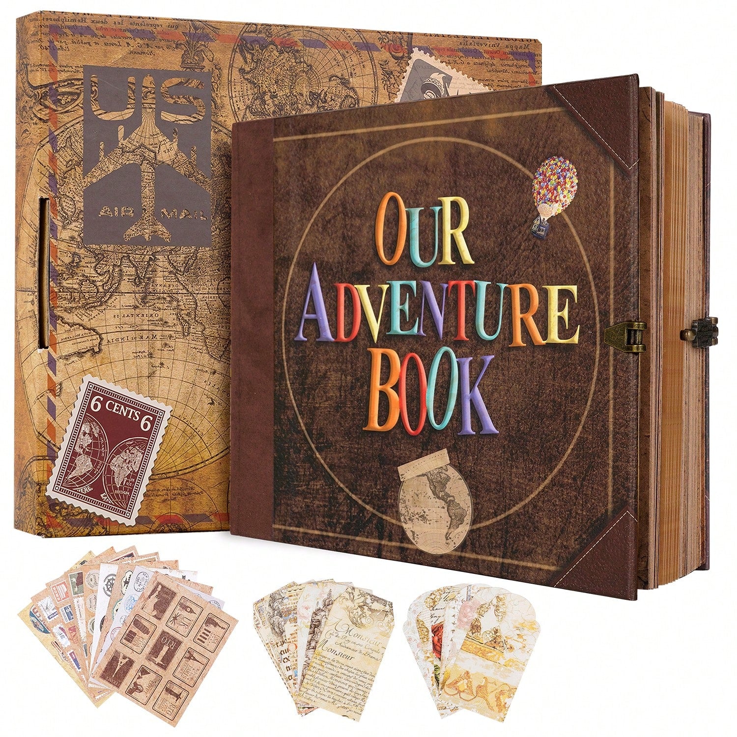 Our Adventure Book Retro Vintage, 146 Pages DIY Scrapbook Photo Album Travel Diary, Multipurpose Guestbook Memory Journal, Ideal Gift For Wedding Anniversary Travel Baby Friends Souvenir Keepsake