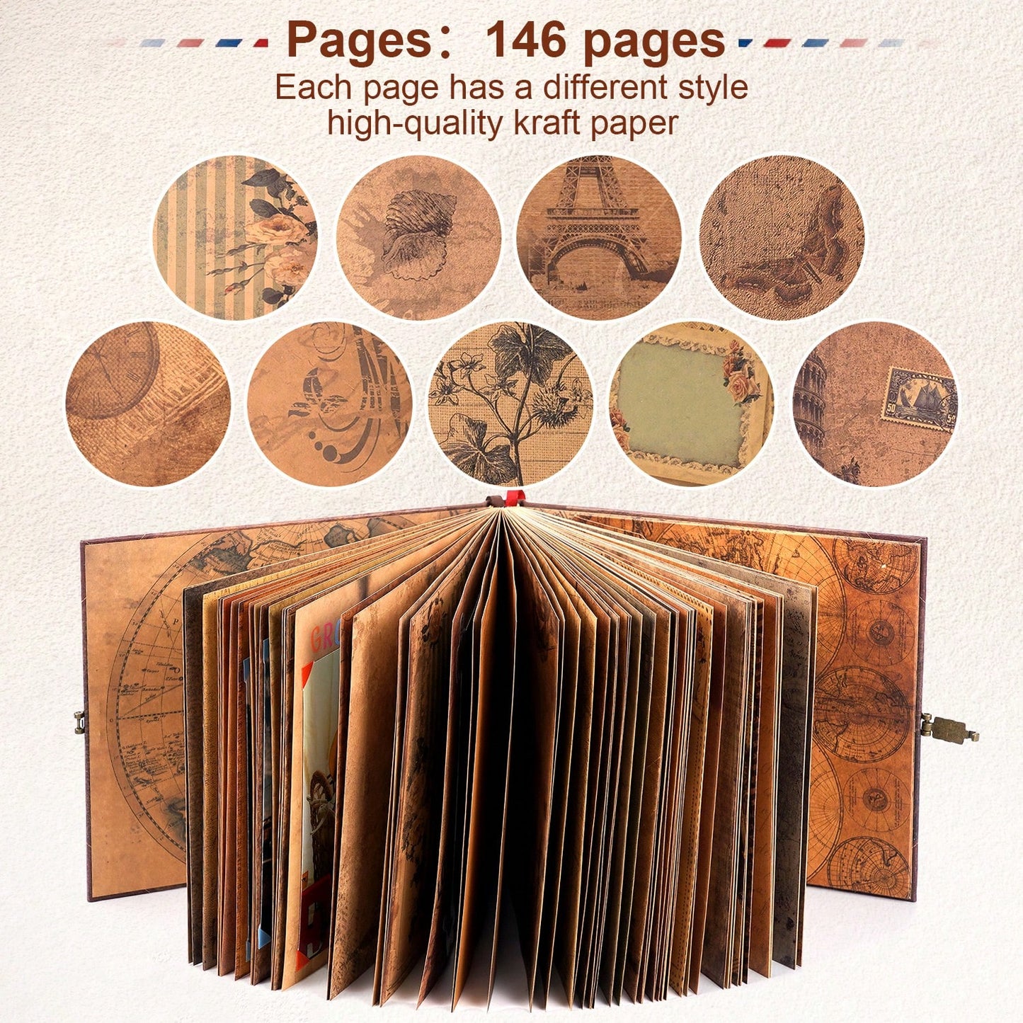 Our Adventure Book Retro Vintage, 146 Pages DIY Scrapbook Photo Album Travel Diary, Multipurpose Guestbook Memory Journal, Ideal Gift For Wedding Anniversary Travel Baby Friends Souvenir Keepsake
