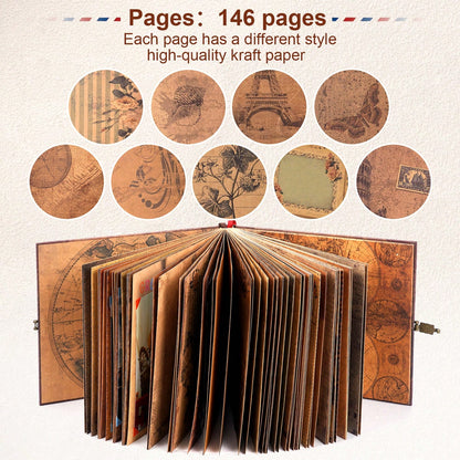 Our Adventure Book Retro Vintage, 146 Pages DIY Scrapbook Photo Album Travel Diary, Multipurpose Guestbook Memory Journal, Ideal Gift For Wedding Anniversary Travel Baby Friends Souvenir Keepsake