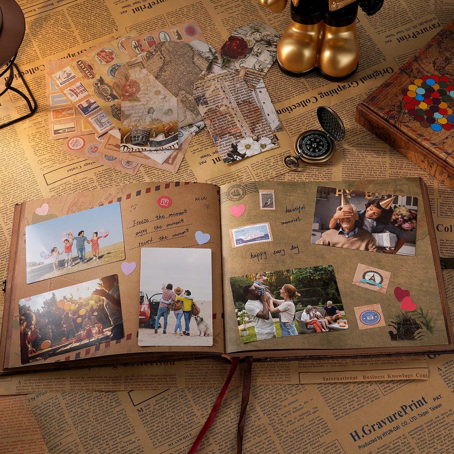 Our Adventure Book Retro Vintage, 146 Pages DIY Scrapbook Photo Album Travel Diary, Multipurpose Guestbook Memory Journal, Ideal Gift For Wedding Anniversary Travel Baby Friends Souvenir Keepsake