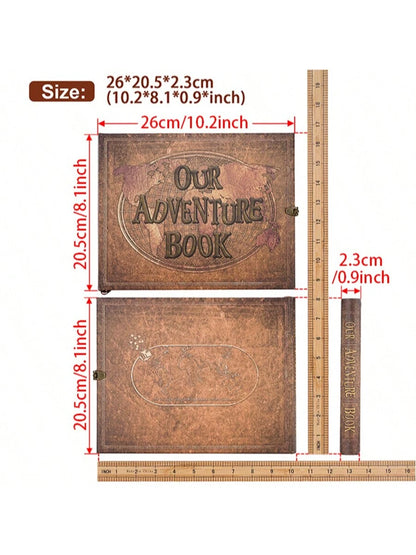 Our Adventure Book Scrapbook 180 Pages Photo Album, DIY Handmade Memory Travel Diary Photo Book Journal Scrapbook,Embossed Letter Leather Cover For Anniversary,Wedding,Valentines Day Gifts. Green/Blu