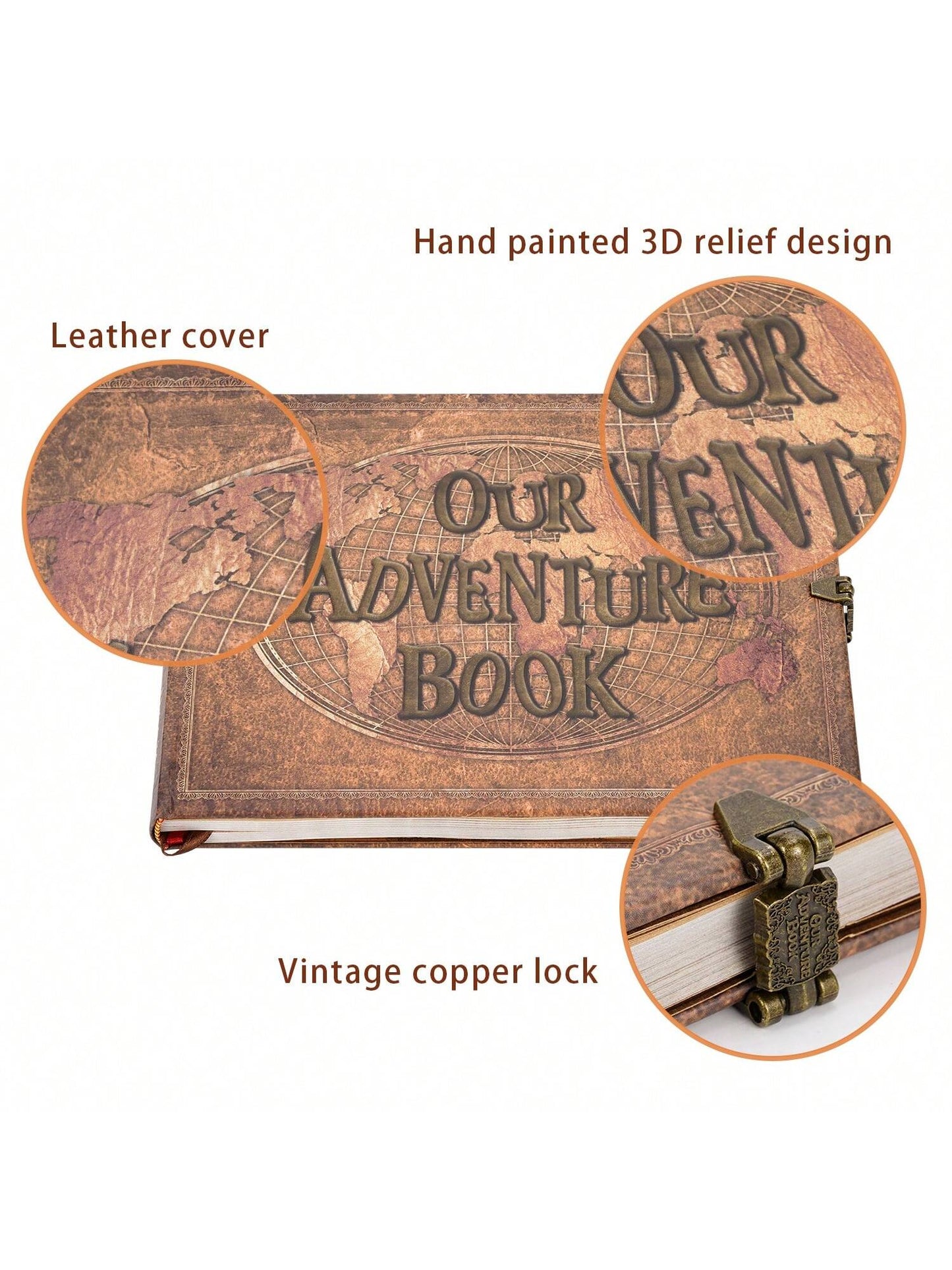 Our Adventure Book Scrapbook 180 Pages Photo Album, DIY Handmade Memory Travel Diary Photo Book Journal Scrapbook,Embossed Letter Leather Cover For Anniversary,Wedding,Valentines Day Gifts. Green/Blu