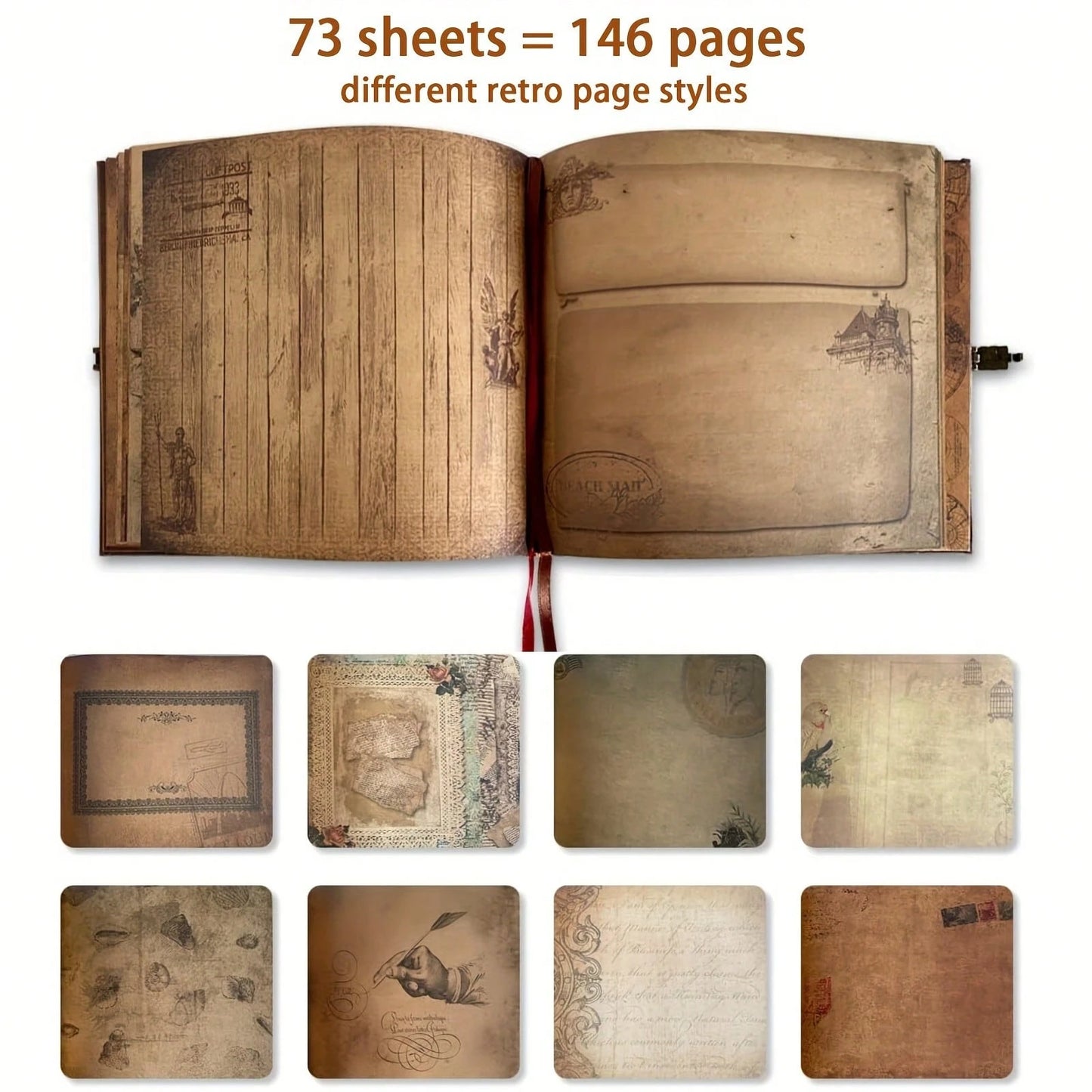 Our Adventure Book Travel Diary Photo Book- 11.14x9.44inch 73 Sheets/146 Pages Scrapbook, Photo Album, Retro Style Travel Souvenir, Vintage Guestbook DIY Anniversary Wedding Travel Writing Baby Frien