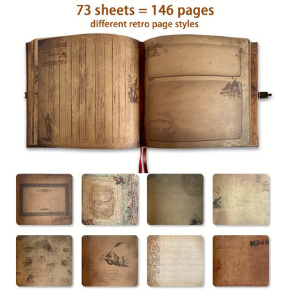 Our Adventure Book Travel Diary Photo Book- 11.14x9.44inch 73 Sheets/146 Pages Scrapbook, Photo Album, Retro Style Travel Souvenir, Vintage Guestbook DIY Anniversary Wedding Travel Writing Baby Frien