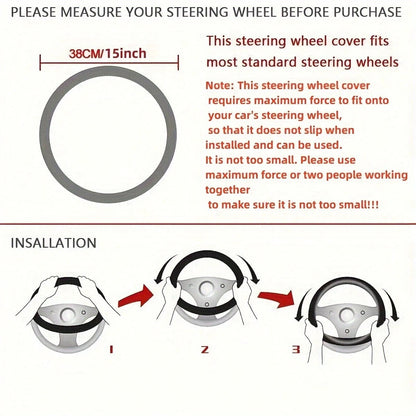 Ove Heart Design Sports Steering Wheel Cover- PU Leather Inner Ring, Enhanced Grip & Universal Fit