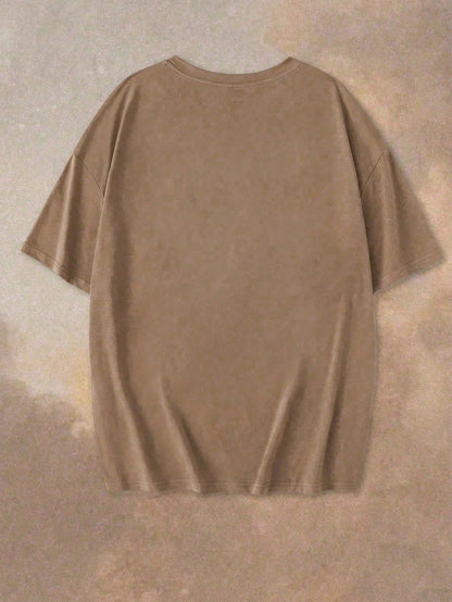 Oversized Women's Casual Overstimulated Graphic Short Sleeve T-Shirt Summer Brown