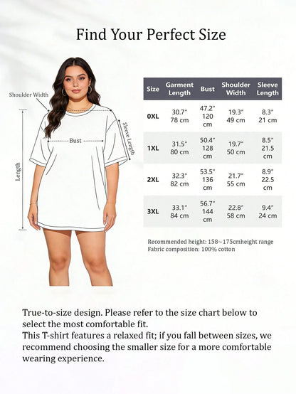 Oversized Women's Plus Size 100% Cotton Short Sleeve Crew Neck T-Shirt- With "I Sought The Lord And He Heard And He Answered" Faith Graphic