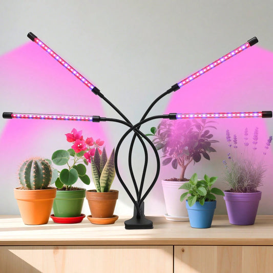 PARAKEET LED Plant Growth Lamp- 6 Head Clip Lamp, Red And Blue Light, With Timer And Dimming Function, Suitable For Indoor Succulent Seedling Cultivation And Supplementary Lighting.