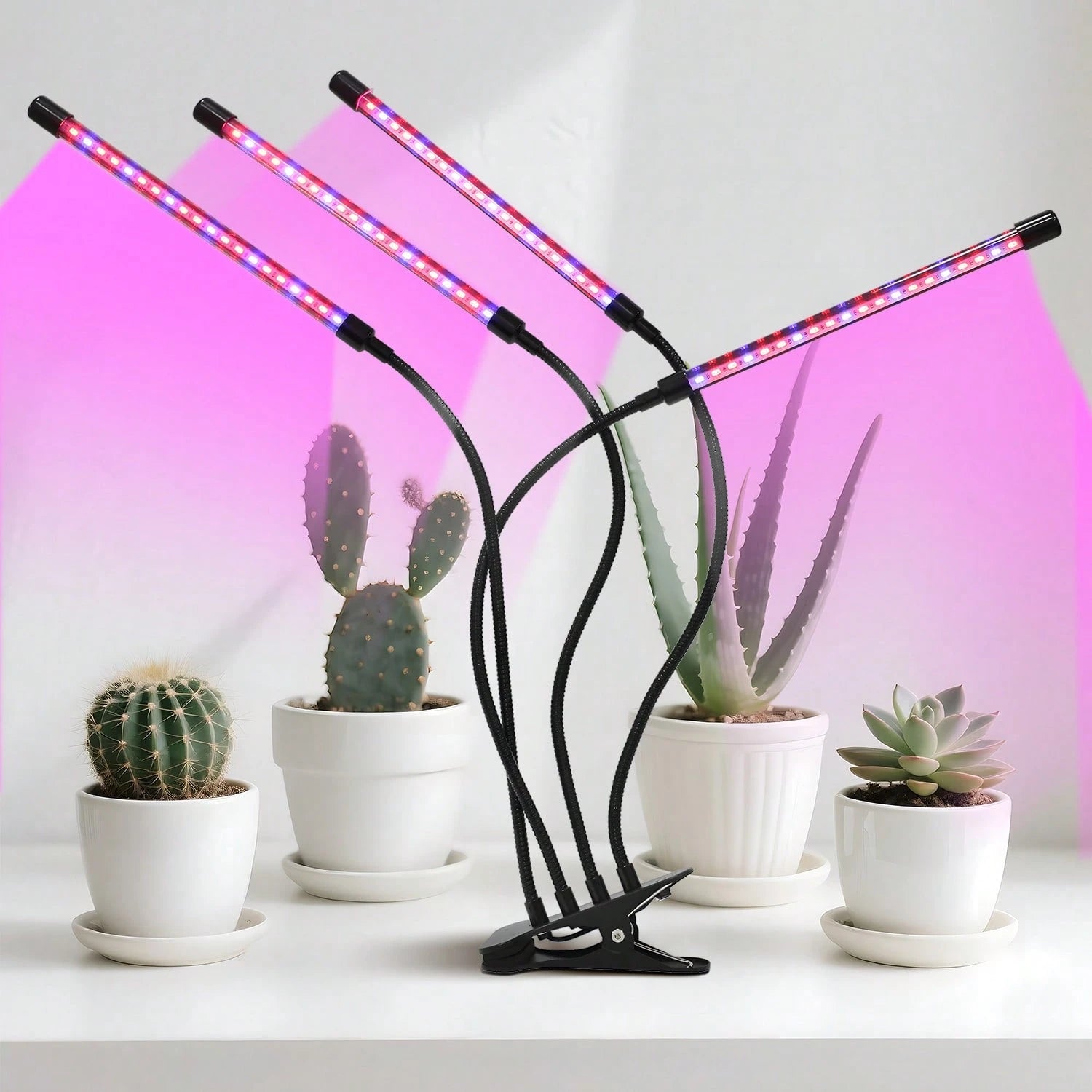 PARAKEET LED Plant Growth Lamp- 6 Head Clip Lamp, Red And Blue Light, With Timer And Dimming Function, Suitable For Indoor Succulent Seedling Cultivation And Supplementary Lighting.