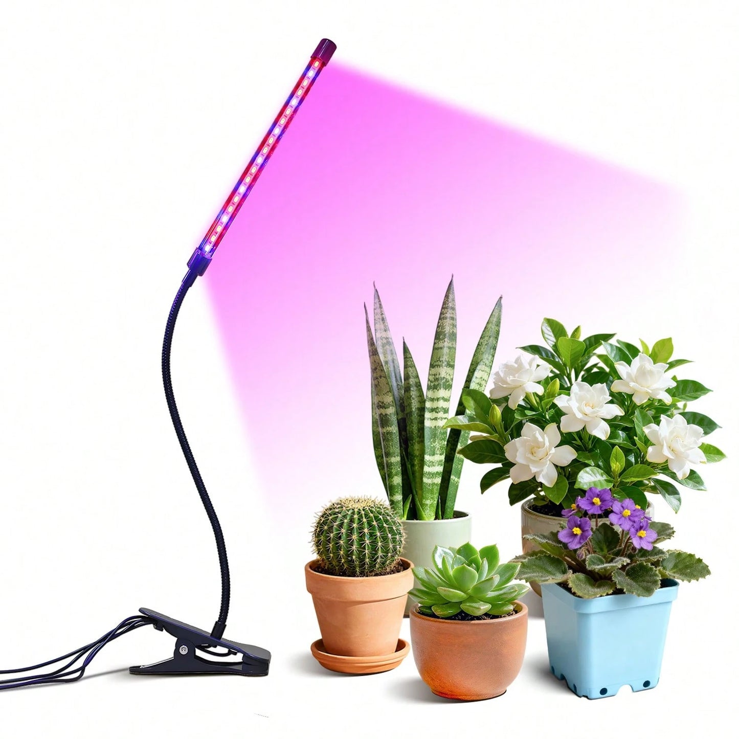 PARAKEET LED Plant Growth Lamp- 6 Head Clip Lamp, Red And Blue Light, With Timer And Dimming Function, Suitable For Indoor Succulent Seedling Cultivation And Supplementary Lighting.
