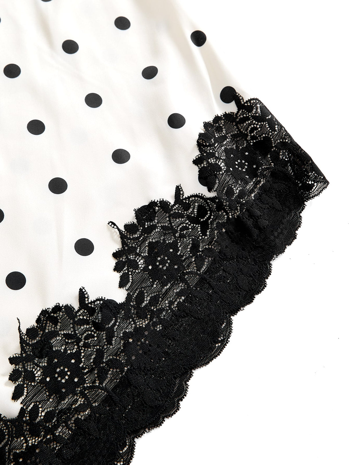 Pariaura Retro Polka Dot Lace Asymmetrical Satin Skirt, Suitable For Urban Commute, Dates, Light Social Occasions, Gentle And Elegant Style