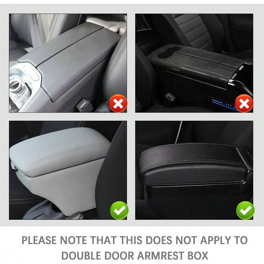 Patchwork Leather Center Console Covers, Upgraded Arm Rest Cover Car With Side Storage Pocket Car Organizer, Middle Console Cover Stylish Car Decoration Purple