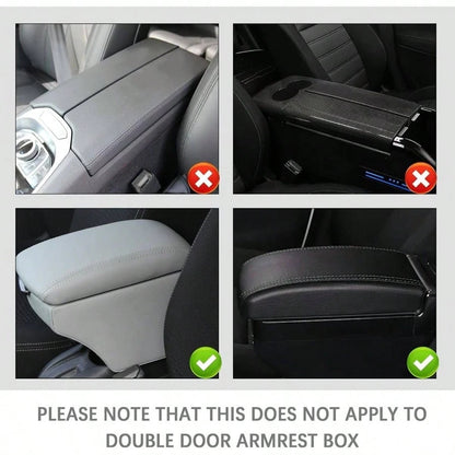 Patchwork Leather Center Console Covers, Upgraded Arm Rest Cover Car With Side Storage Pocket Car Organizer, Middle Console Cover Stylish Car Decoration Purple