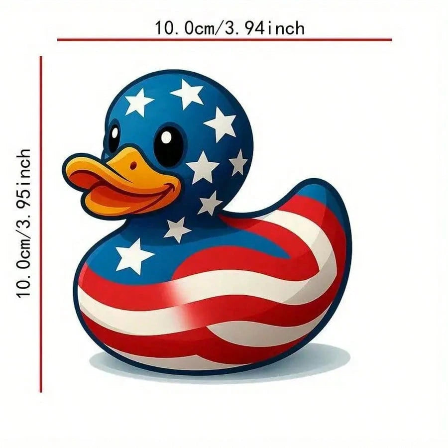 [Patriotic Car Stickers] 1pc 2D Flat Car Stickers Featuring A Patriotic Rubber Duck With Stars And Stripes- Car Stickers, Stickers, Perfect For Cars, Motorcycles, Laptops, Water Bottles, Refrigerator