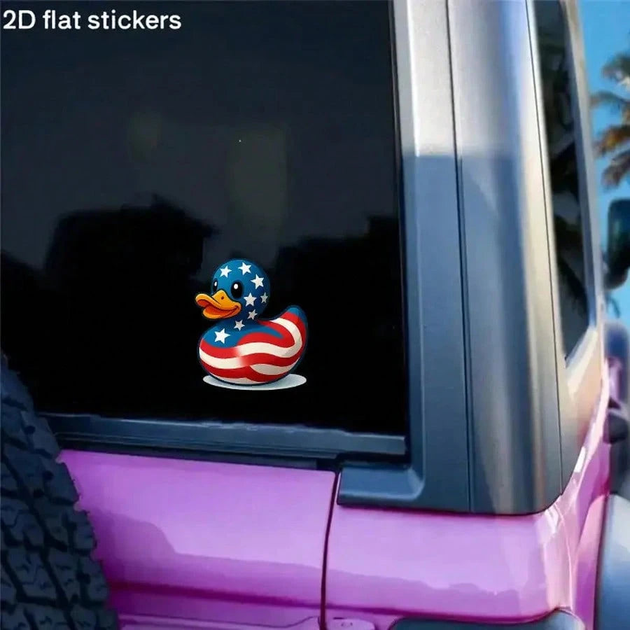 [Patriotic Car Stickers] 1pc 2D Flat Car Stickers Featuring A Patriotic Rubber Duck With Stars And Stripes- Car Stickers, Stickers, Perfect For Cars, Motorcycles, Laptops, Water Bottles, Refrigerator