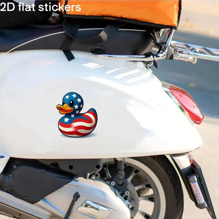 [Patriotic Car Stickers] 1pc 2D Flat Car Stickers Featuring A Patriotic Rubber Duck With Stars And Stripes- Car Stickers, Stickers, Perfect For Cars, Motorcycles, Laptops, Water Bottles, Refrigerator