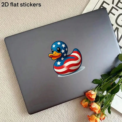[Patriotic Car Stickers] 1pc 2D Flat Car Stickers Featuring A Patriotic Rubber Duck With Stars And Stripes- Car Stickers, Stickers, Perfect For Cars, Motorcycles, Laptops, Water Bottles, Refrigerator
