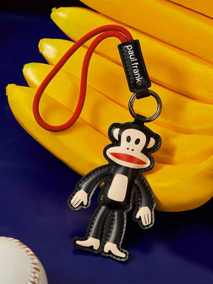 Paul Frank X 1pc Cartoon Character PU Leather Bag Charm, Keychain, Pendant- Monkey Design, & Fashionable, Can Decorate Bags, Clothes, Card Holders
