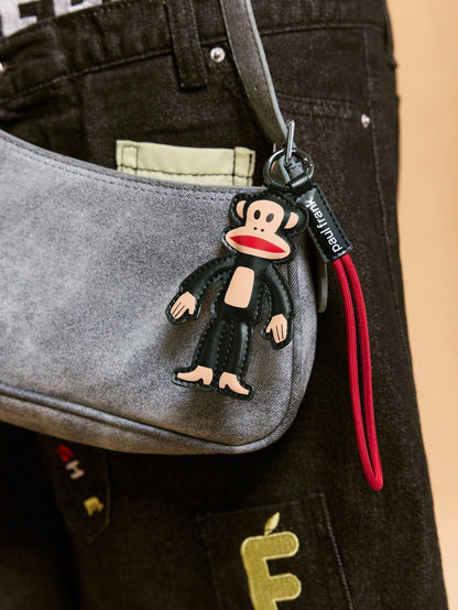 Paul Frank X 1pc Cartoon Character PU Leather Bag Charm, Keychain, Pendant- Monkey Design, & Fashionable, Can Decorate Bags, Clothes, Card Holders