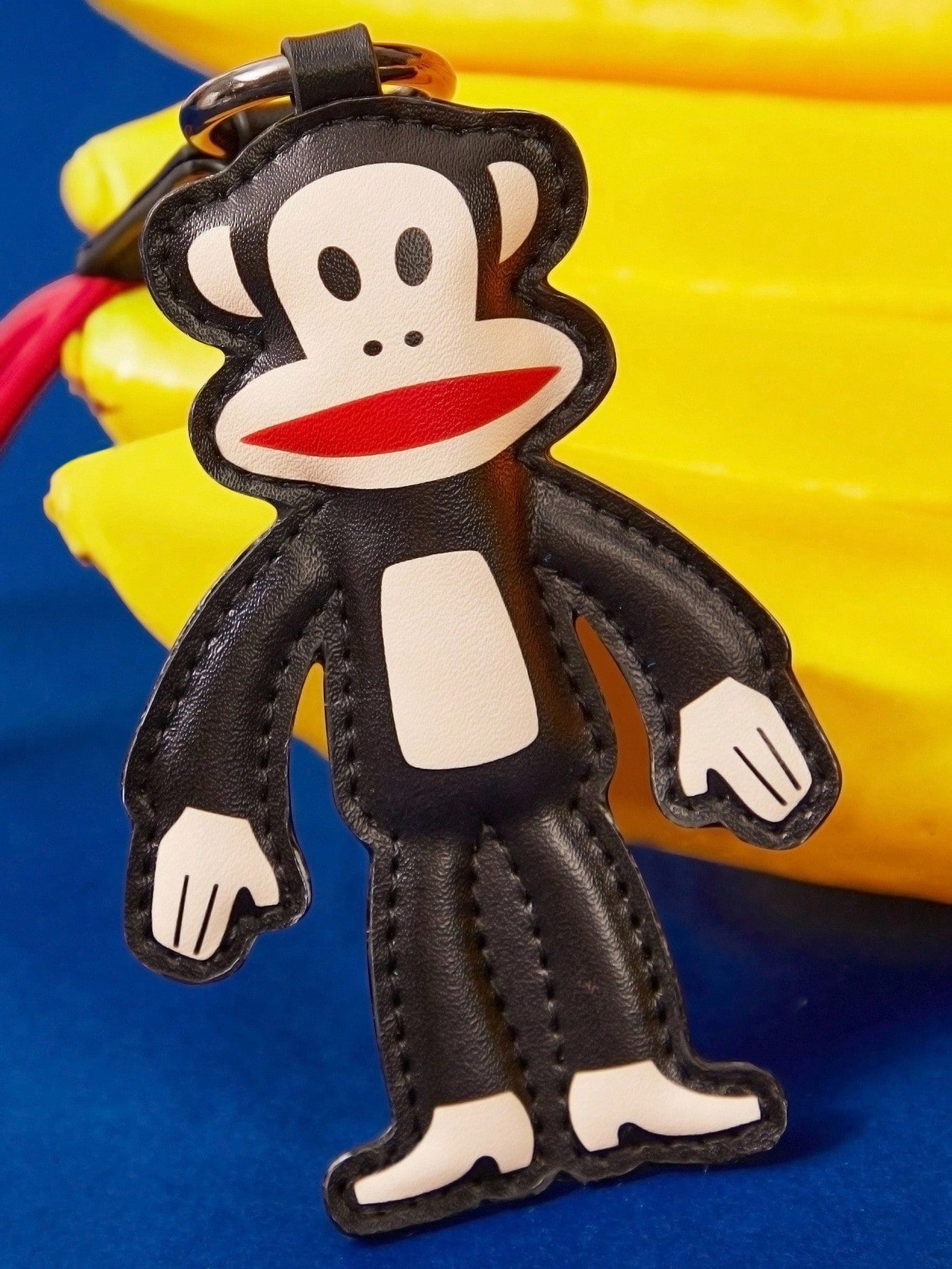Paul Frank X 1pc Cartoon Character PU Leather Bag Charm, Keychain, Pendant- Monkey Design, & Fashionable, Can Decorate Bags, Clothes, Card Holders