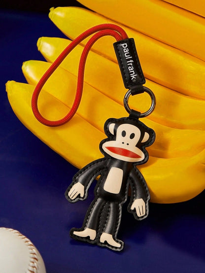 Paul Frank X 1pc Cartoon Character PU Leather Bag Charm, Keychain, Pendant- Monkey Design, & Fashionable, Can Decorate Bags, Clothes, Card Holders