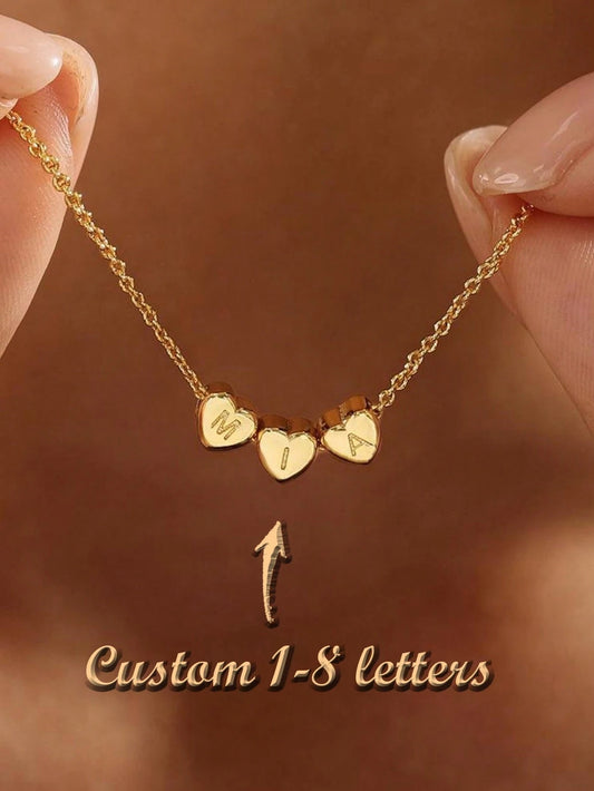 Personalized 3D Heart Charm Necklace,Minimalist Heart Pendent Necklace,Dainty Initial Heart Bracelet,Birthday Gift, Anniversary Gift For Her