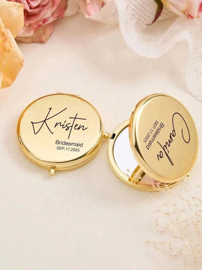 Personalized Small Makeup Mirror, Bridesmaid Gift, Birthday Floral Makeup Mirror, Women's Portable Mirror, Bridesmaid Thank You Gift, Wedding Party Gift, Fashion, Elegant, Casual, Minimalist, Personal