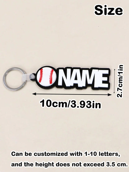 Personalized Sports Keychain With Icon, Football, Basketball, Baseball, Soccer, Backpack Letter Keychain, Ideal For Sports Team, Friends, Family, Birthday, Anniversary Gift, Memorabilia For Sports Fan