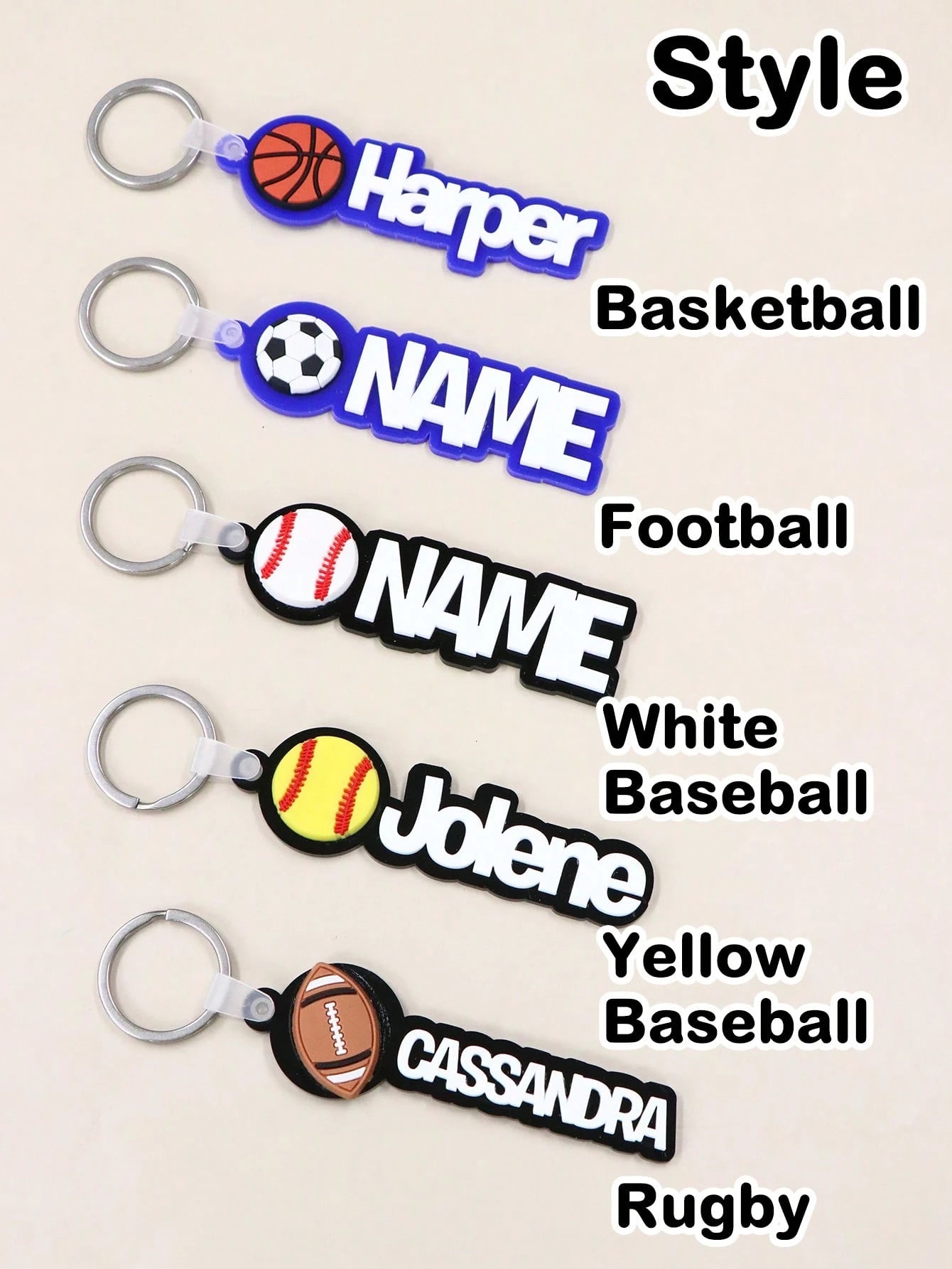 Personalized Sports Keychain With Icon, Football, Basketball, Baseball, Soccer, Backpack Letter Keychain, Ideal For Sports Team, Friends, Family, Birthday, Anniversary Gift, Memorabilia For Sports Fan