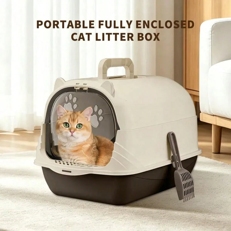 Pet Litter Box Fully Enclosed Spillproof Deodorant Cat Toilet Two-Way Shovel Large Capacity Cat Toilet Litter Box Closed Sandbox
