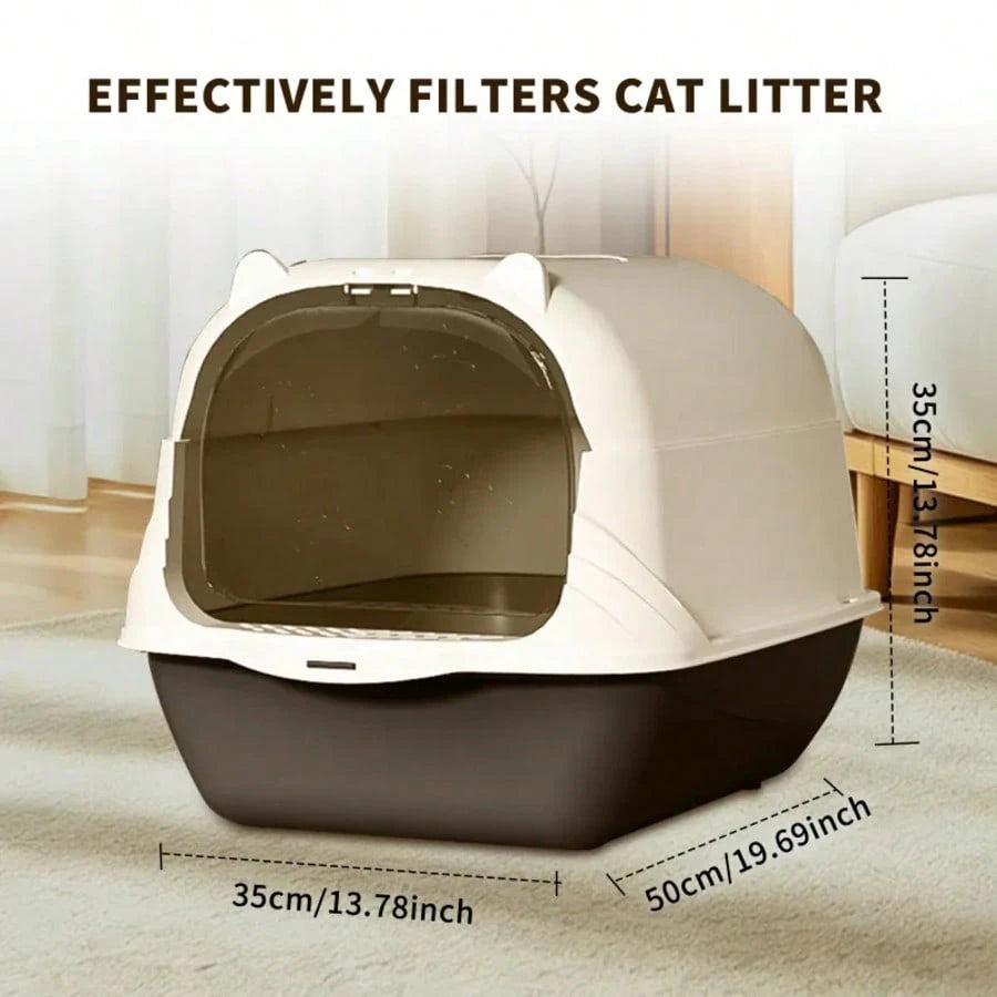 Pet Litter Box Fully Enclosed Spillproof Deodorant Cat Toilet Two-Way Shovel Large Capacity Cat Toilet Litter Box Closed Sandbox
