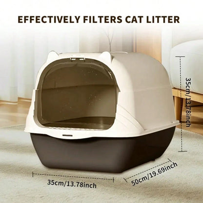 Pet Litter Box Fully Enclosed Spillproof Deodorant Cat Toilet Two-Way Shovel Large Capacity Cat Toilet Litter Box Closed Sandbox