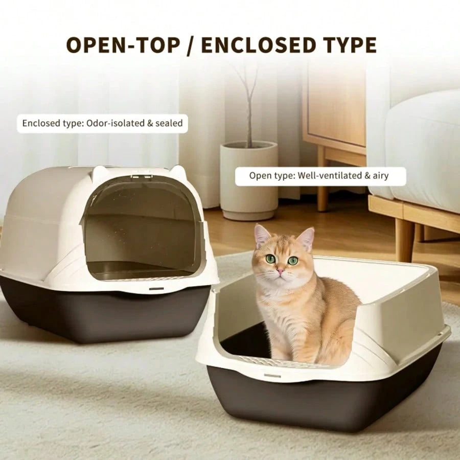 Pet Litter Box Fully Enclosed Spillproof Deodorant Cat Toilet Two-Way Shovel Large Capacity Cat Toilet Litter Box Closed Sandbox
