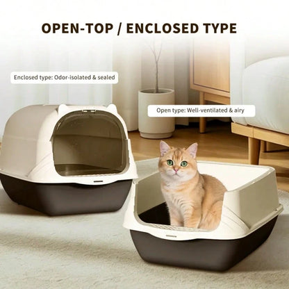 Pet Litter Box Fully Enclosed Spillproof Deodorant Cat Toilet Two-Way Shovel Large Capacity Cat Toilet Litter Box Closed Sandbox