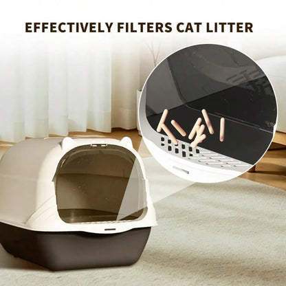 Pet Litter Box Fully Enclosed Spillproof Deodorant Cat Toilet Two-Way Shovel Large Capacity Cat Toilet Litter Box Closed Sandbox