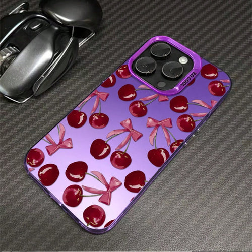 Phone Case: 1pc Cherry Bow Phone Case Suitable For IPhone 17ProMax 16 15 14 13 12 11ProMax Pro Xs Max XS X 7plus 8plus Shock Proof Vintage Girlish Style Cute Fashion Can Be Given To Friends Can Be Gi