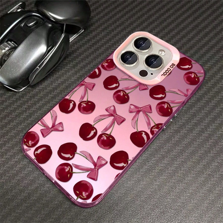 Phone Case: 1pc Cherry Bow Phone Case Suitable For IPhone 17ProMax 16 15 14 13 12 11ProMax Pro Xs Max XS X 7plus 8plus Shock Proof Vintage Girlish Style Cute Fashion Can Be Given To Friends Can Be Gi