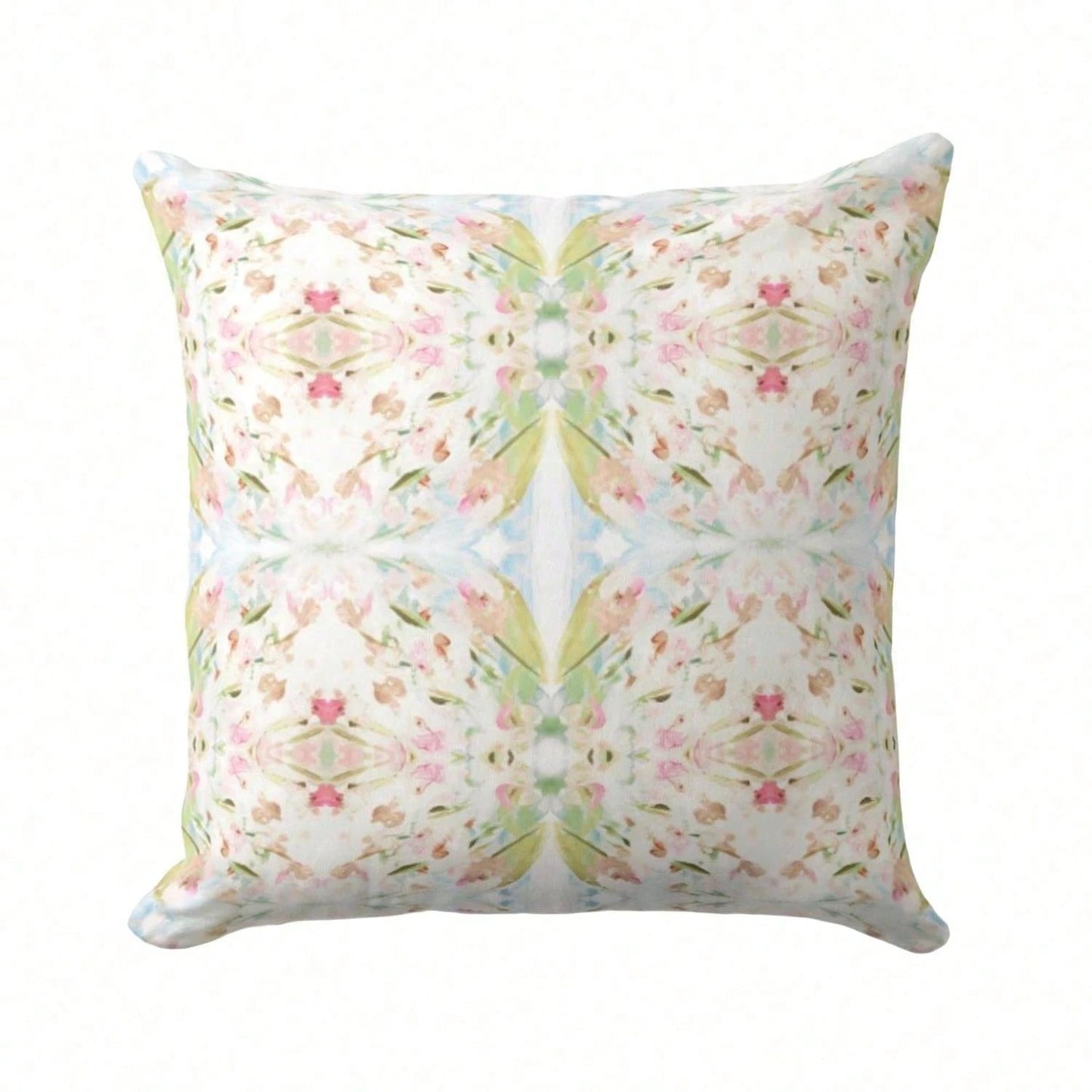 [Pillow Cover]Watercolor Floral Throw Pillow Cover, Pink Green Abstract Print