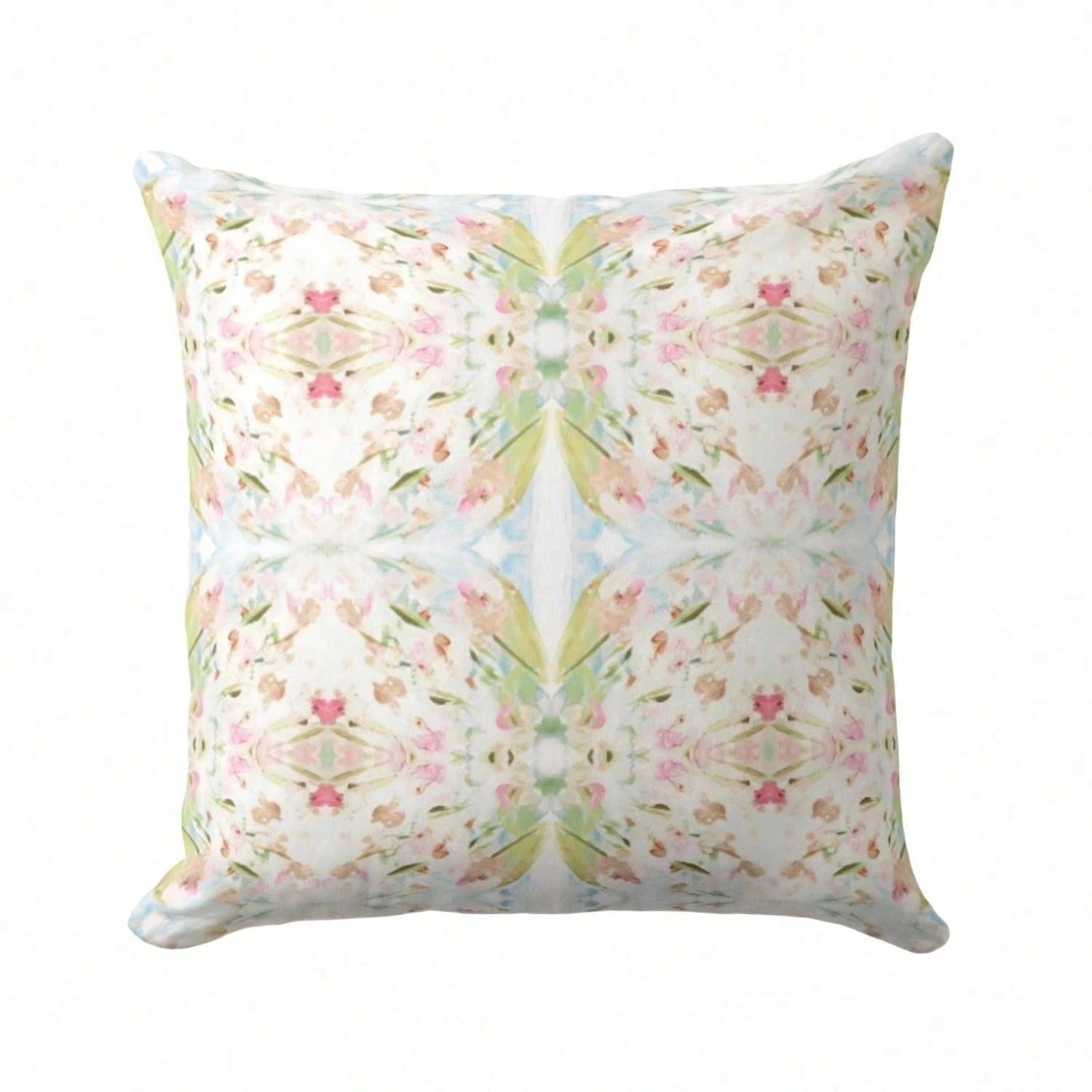 [Pillow Cover]Watercolor Floral Throw Pillow Cover, Pink Green Abstract Print