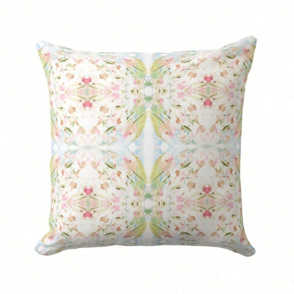 [Pillow Cover]Watercolor Floral Throw Pillow Cover, Pink Green Abstract Print