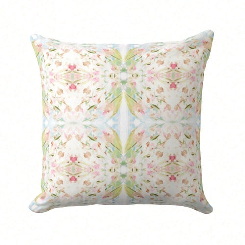 [Pillow Cover]Watercolor Floral Throw Pillow Cover, Pink Green Abstract Print