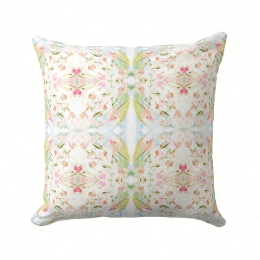 [Pillow Cover]Watercolor Floral Throw Pillow Cover, Pink Green Abstract Print