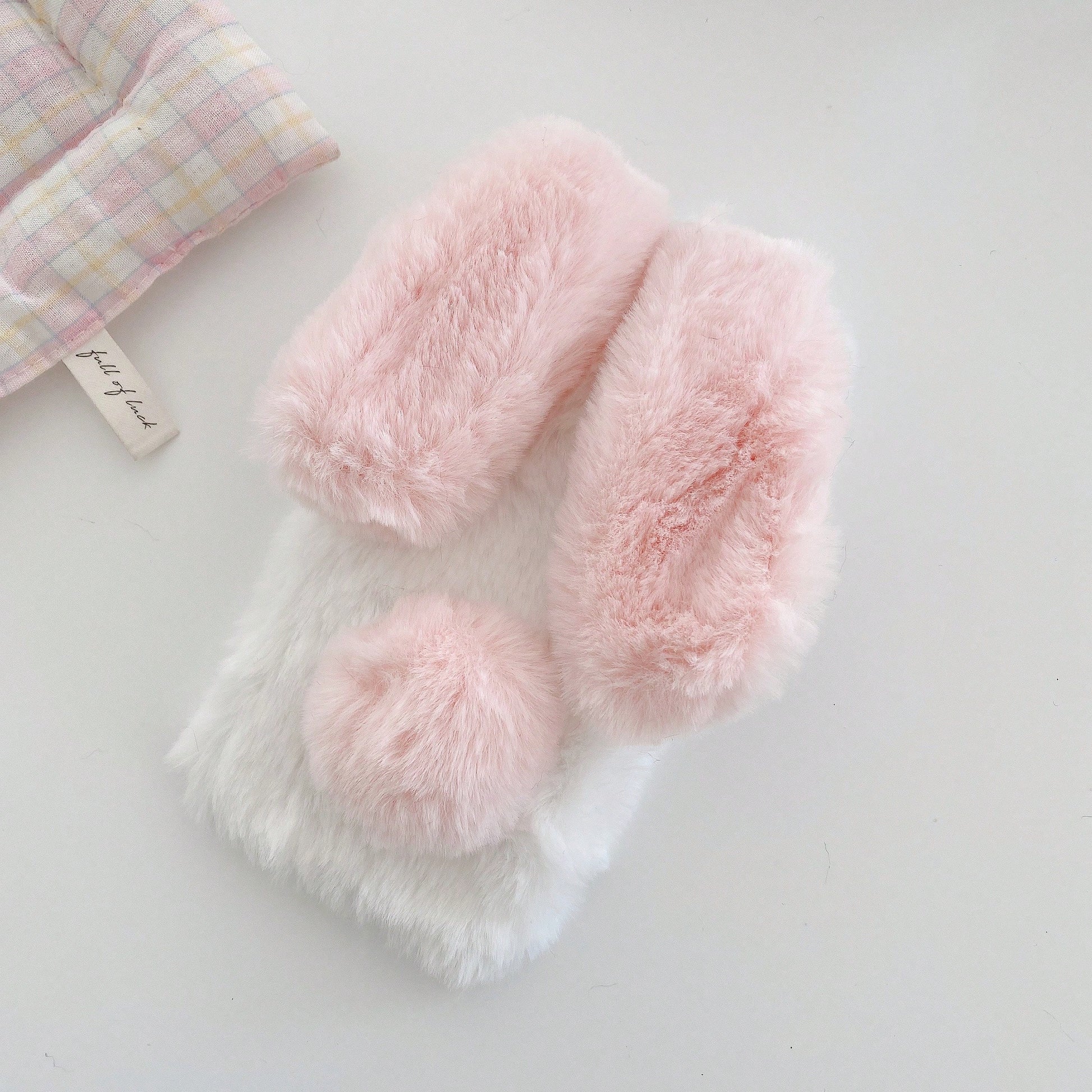 Pink Black Winter Plush Furry Novelty Rabbit Bow Plush Heart Phone Case Compatible With IPhone 16 Pro Max, 11/12/13/14/15/16 Pro Max, Compatible With Galaxy S25/S22/23/24+, A04/A05/A14/A15/A24/A25/A34