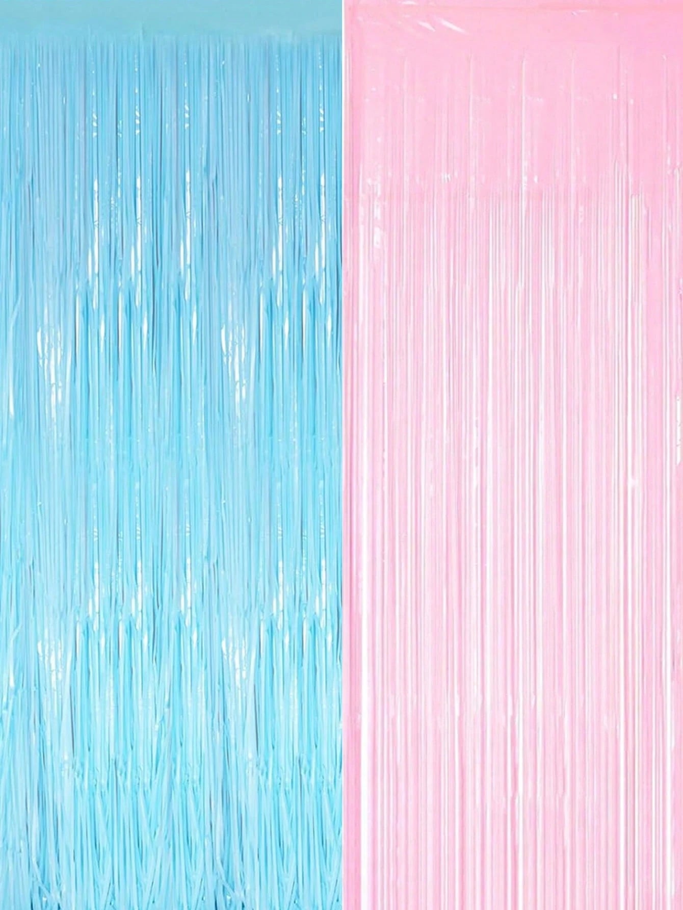 Pink & Blue Foil Fringe Curtain, Suitable For Gender Reveal Party Decor, Baby Shower, Birthday Photography Backdrop, Professional Photography Backdrop Foil Fringe Curtain, Applicable For Photo Booth B