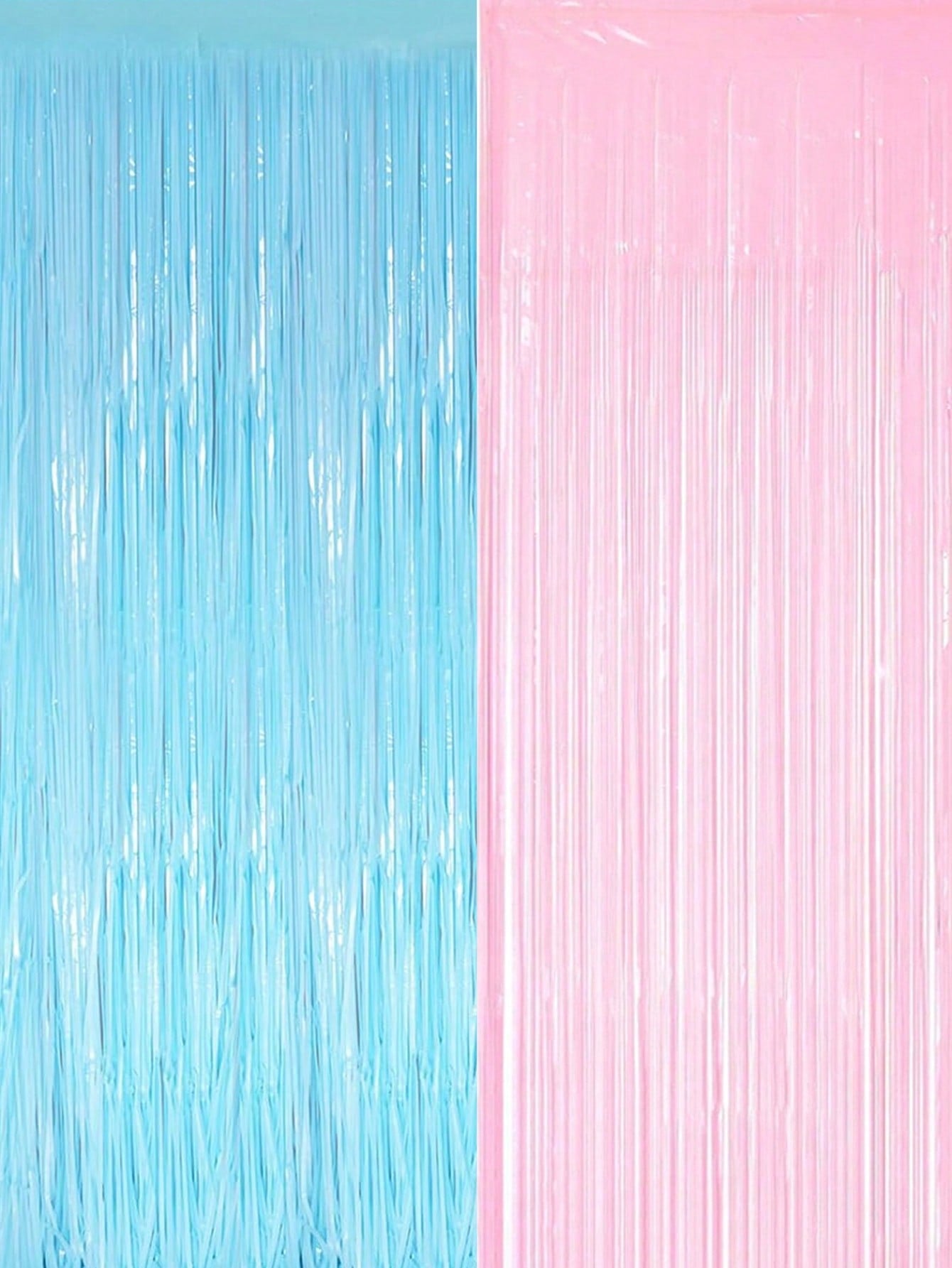 Pink & Blue Foil Fringe Curtain, Suitable For Gender Reveal Party Decor, Baby Shower, Birthday Photography Backdrop, Professional Photography Backdrop Foil Fringe Curtain, Applicable For Photo Booth B