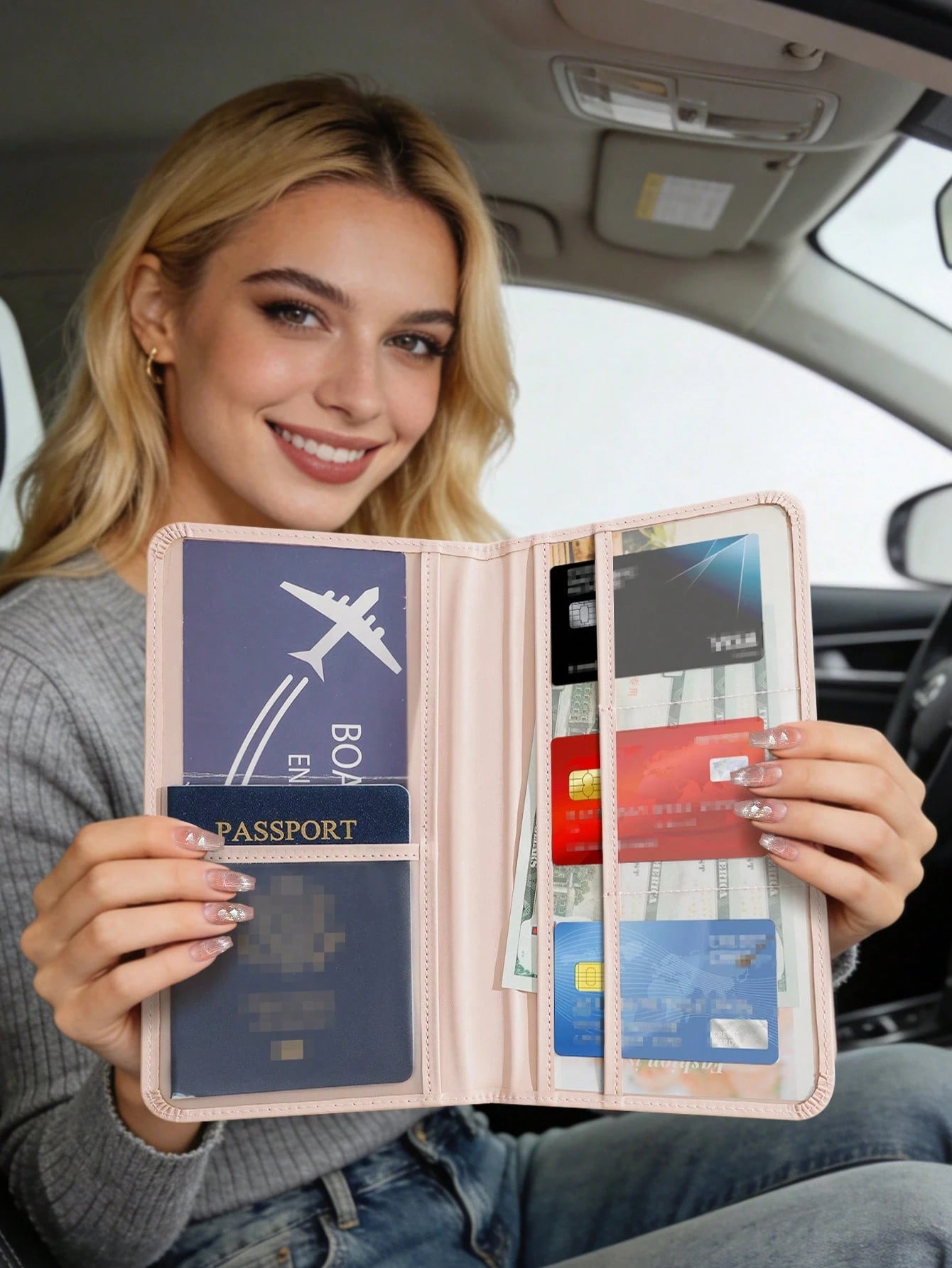 Pink Bow Tie Car Registration & Insurance Document Holder – Vehicle Glove Box Organizer, Auto & Truck Storage Accessory, Ideal For Storing Important Papers, Driver Licenses, Passports, Cards, Small Au