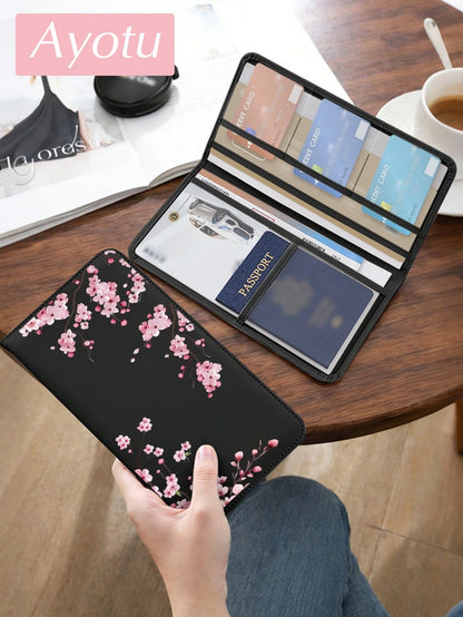 Pink Cherry Blossom Tree Car Registration & Insurance Document Holder – Vehicle Glove Box Organizer, Auto & Truck Storage Accessory, Ideal For Storing Important Papers, Driver Licenses, Passports, Car