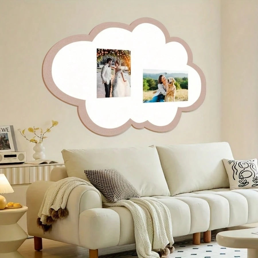 Pink Cloud Shaped Bulletin Board- Polyester Fiber Felt Wall Decor, Cute Design, Oval Information & Photo Display, Suitable For Creative Bedroom Or Living Room Decoration, Photo Display Board| Modern