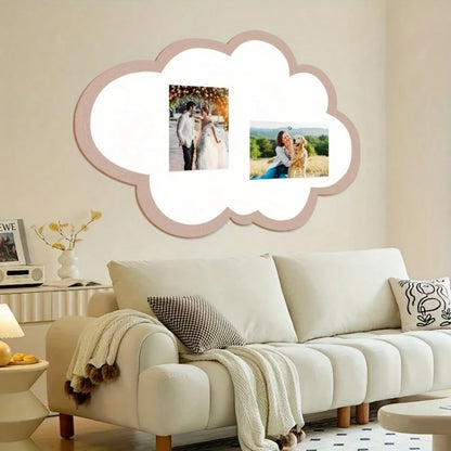 Pink Cloud Shaped Bulletin Board- Polyester Fiber Felt Wall Decor, Cute Design, Oval Information & Photo Display, Suitable For Creative Bedroom Or Living Room Decoration, Photo Display Board| Modern