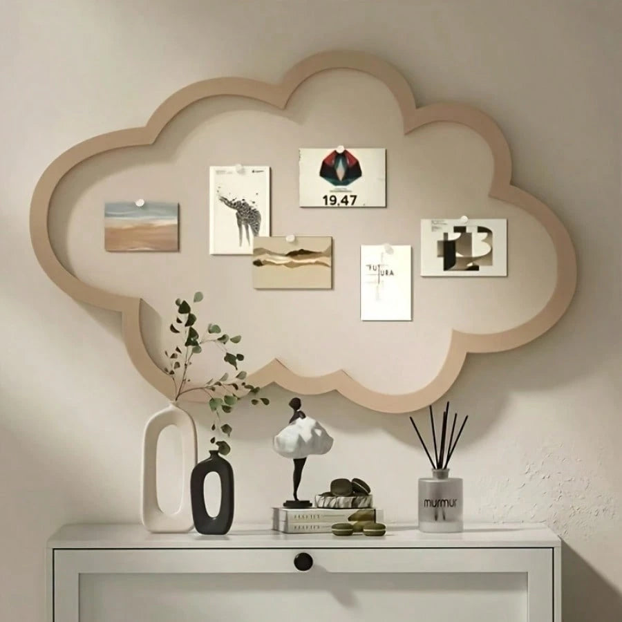 Pink Cloud Shaped Bulletin Board- Polyester Fiber Felt Wall Decor, Cute Design, Oval Information & Photo Display, Suitable For Creative Bedroom Or Living Room Decoration, Photo Display Board| Modern